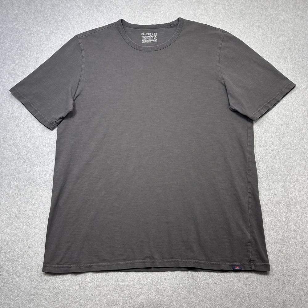 Faherty Shirt Mens 2XLT Gray Sunwashed Organic Cotton Crewneck Casual Tee